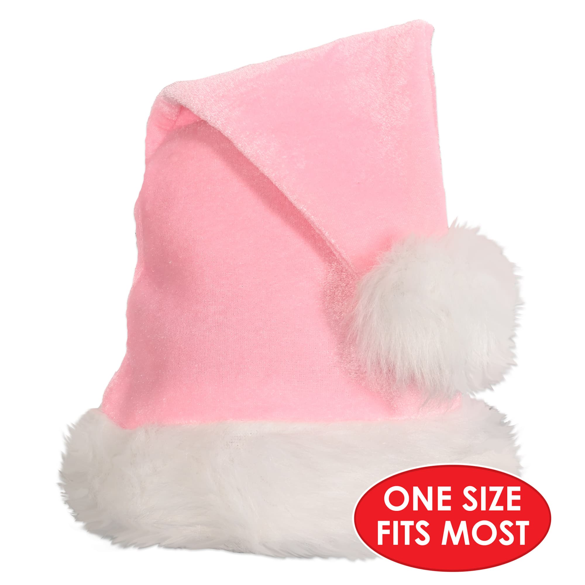 Beistle Light Pink Velvet Santa Hats, 2ct.